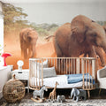 Elephant Race Mural Wallpaper - room preview 02