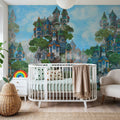 Treehouse Neighborhood Bright Mural Wallpaper - room preview 02