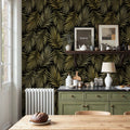 Bright Palms Pattern, Yellow Mural Wallpaper - room preview 02