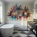 Watercolor Rome Skyline Mural Wallpaper - room preview 02