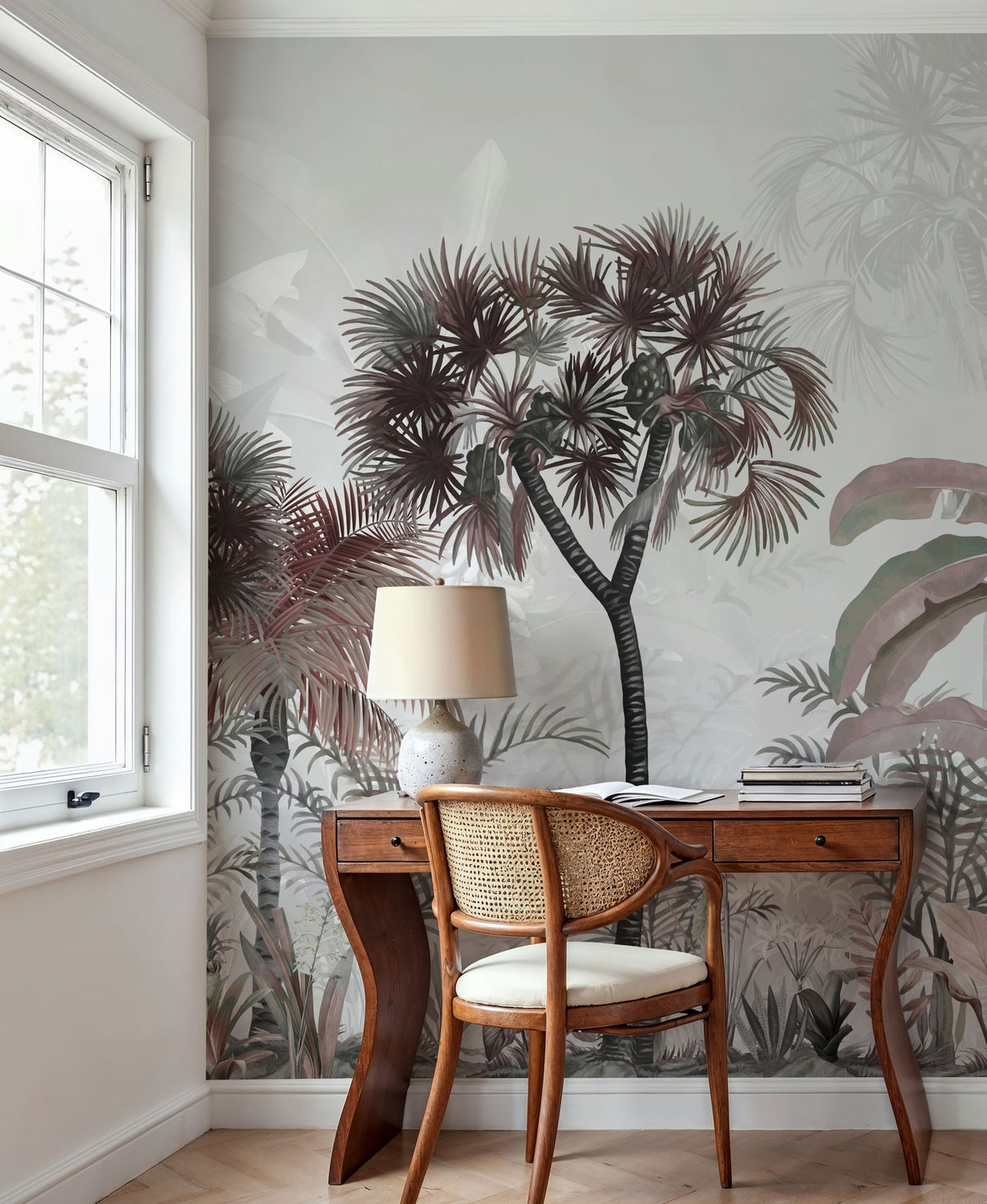 Tropical Forest Strolls Light Blue Mural Wallpaper - room preview 02