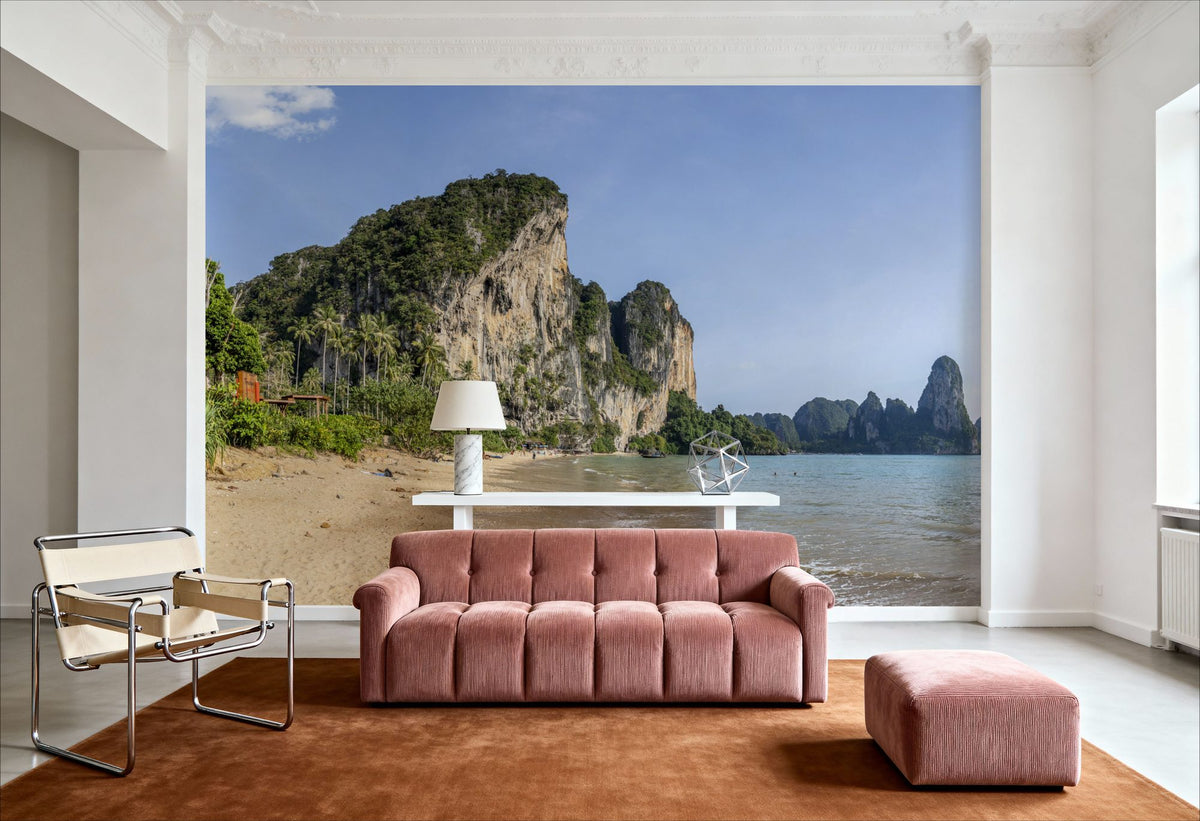 Tropical Cliff Paradise Mural Wallpaper - room preview 02