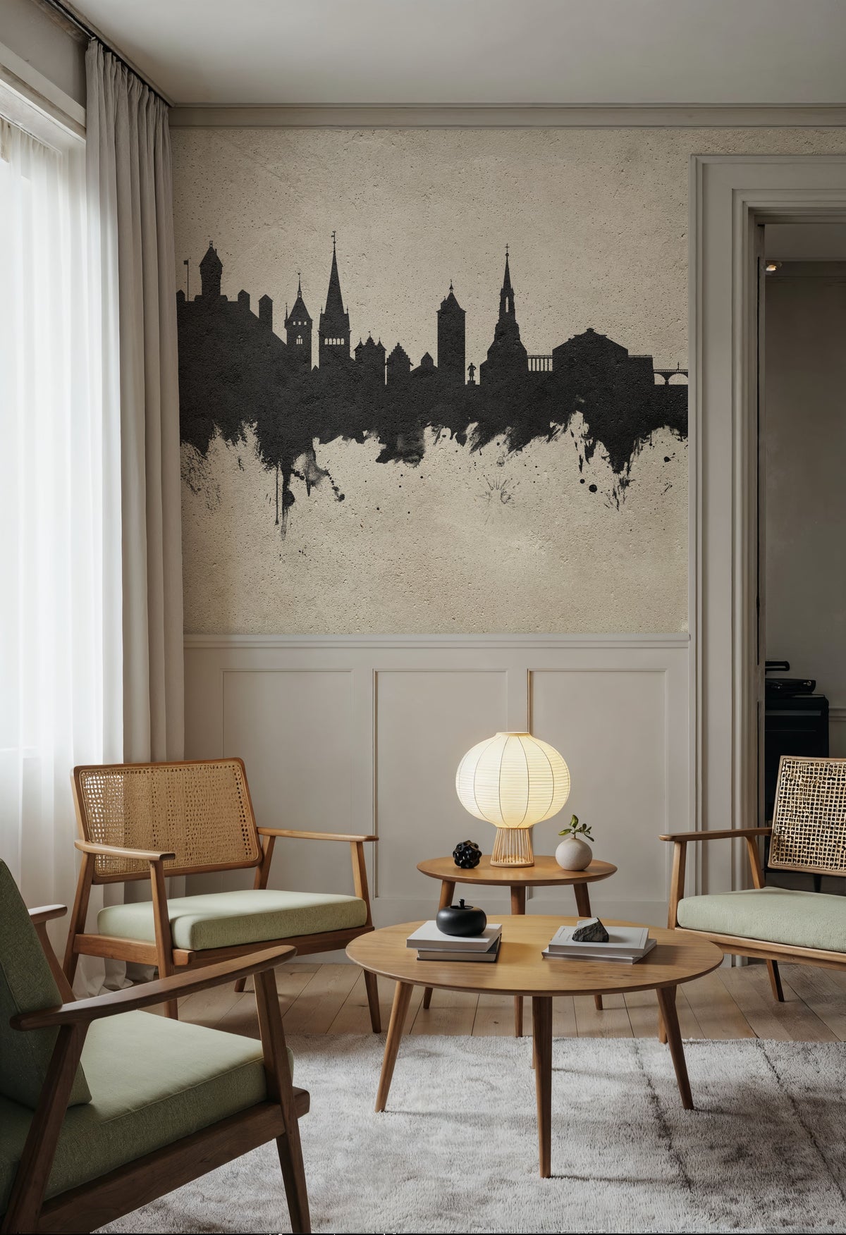 Schaffhausen Switzerland Skyline Concrete Mural Wallpaper - room preview 02
