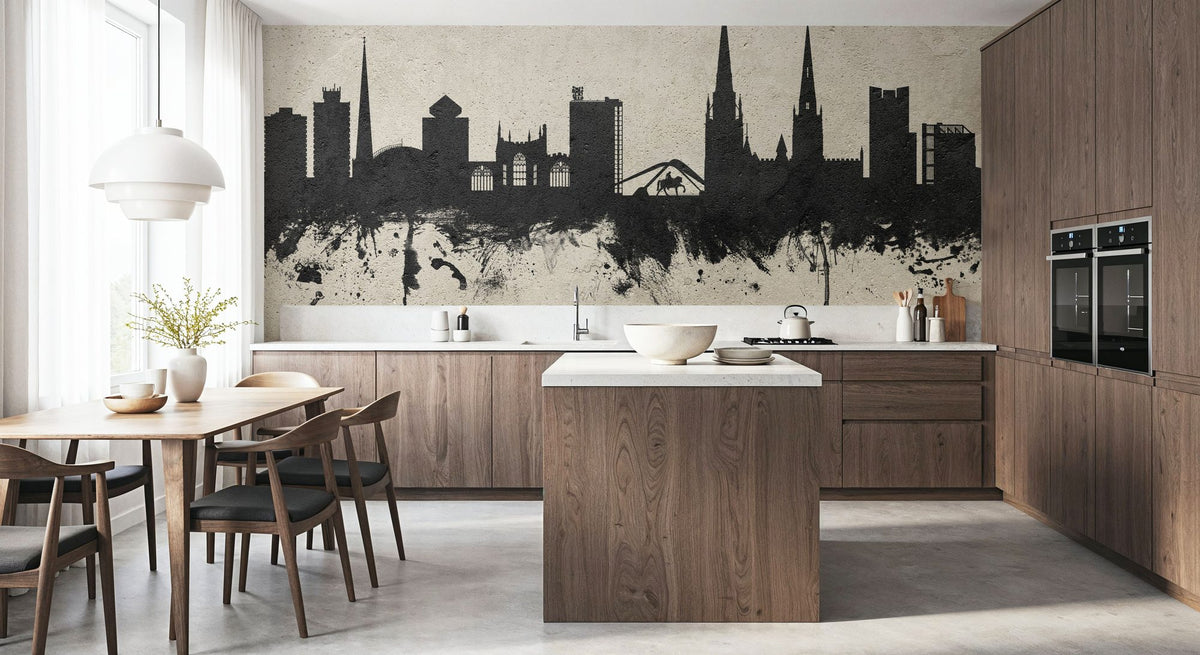 Coventry England Skyline Concrete Mural Wallpaper - room preview 02