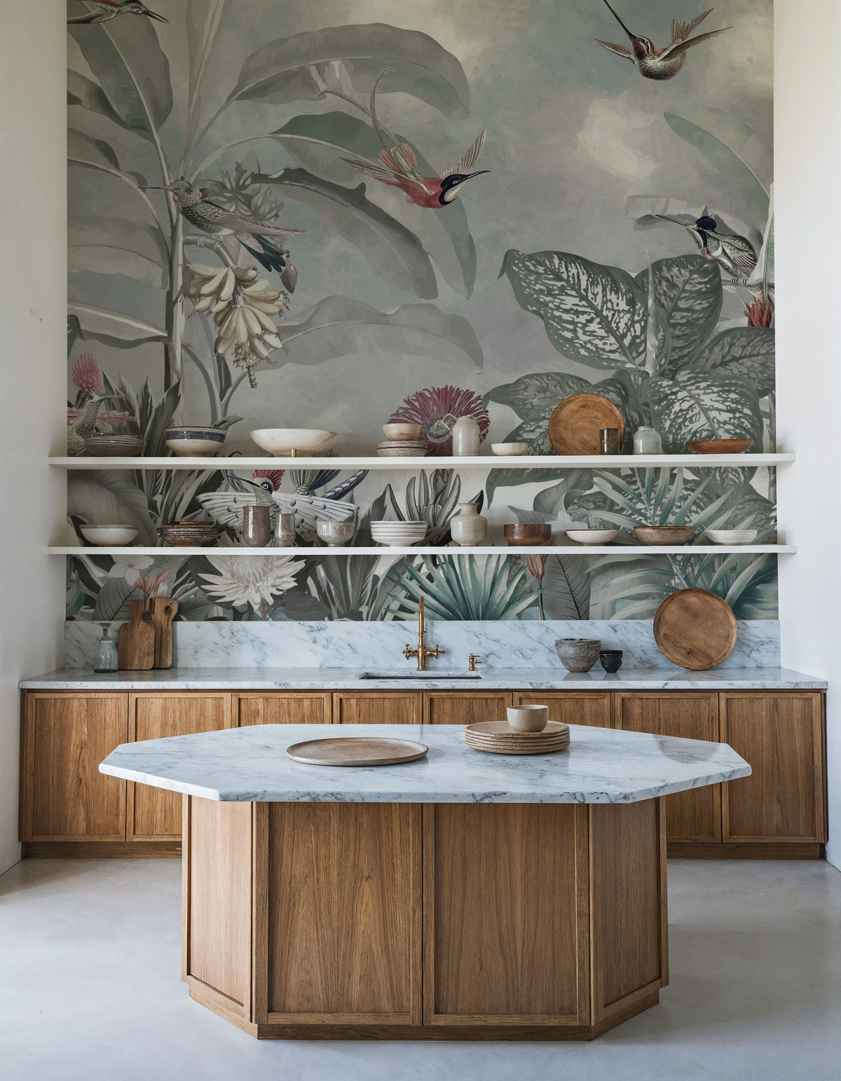 Birds of Paradise Blue Mural Wallpaper - room preview 02