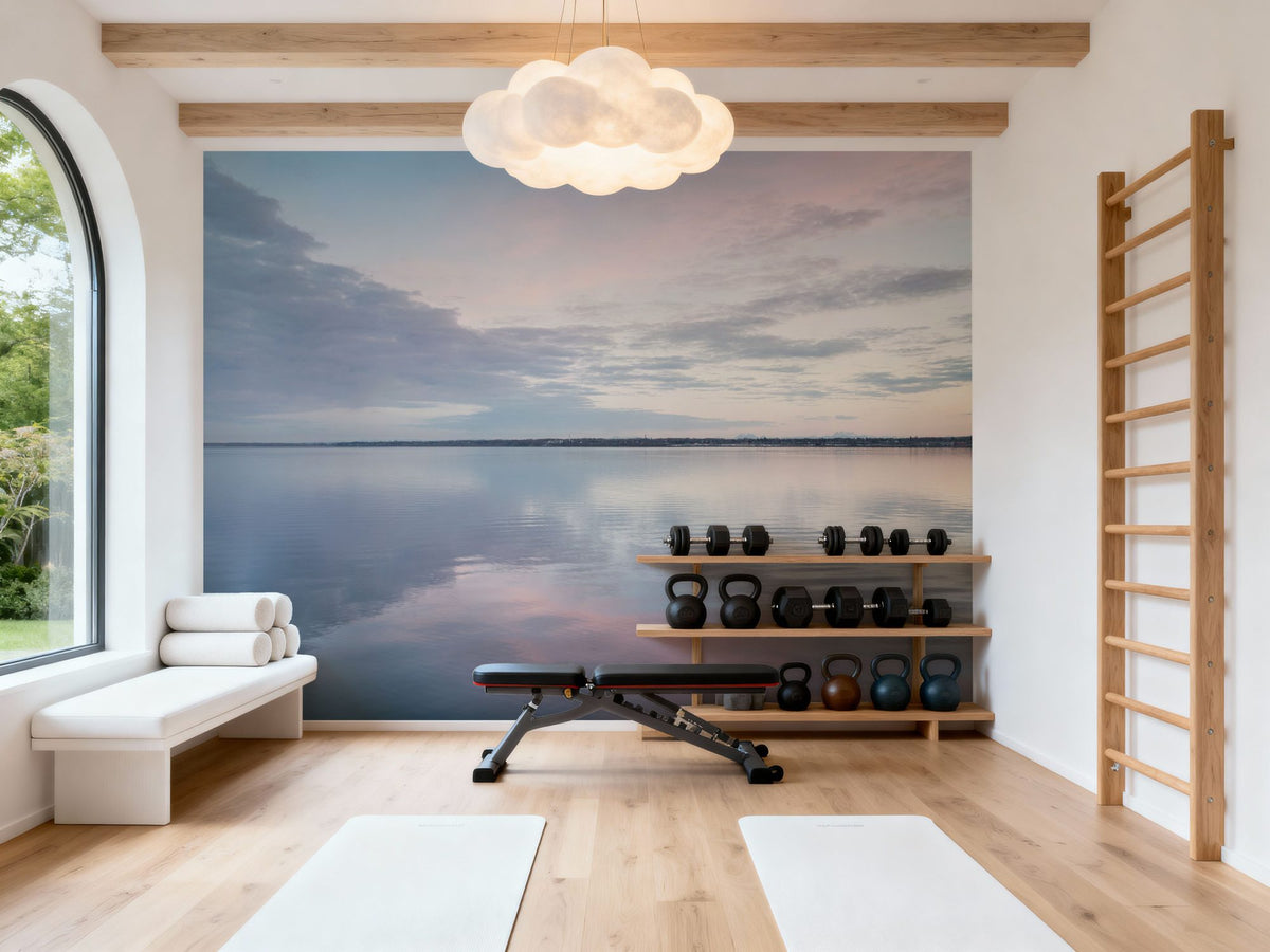 Bay Clouds Reflections Mural Wallpaper - room preview 02