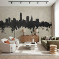 Cleveland Ohio Skyline Concrete Mural Wallpaper - room preview 02