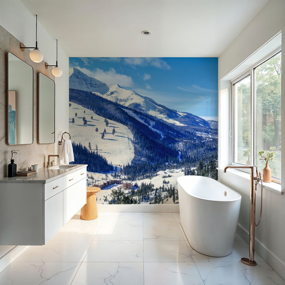 Alpine Sanctuary Mural Wallpaper - Blue Tone - room preview 02