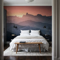 Layered Mountains Mural Wallpaper - Neutral Tone - room preview 02