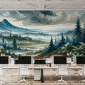 Misty Mountain Valley Landscape Mural Wallpaper - room preview 02