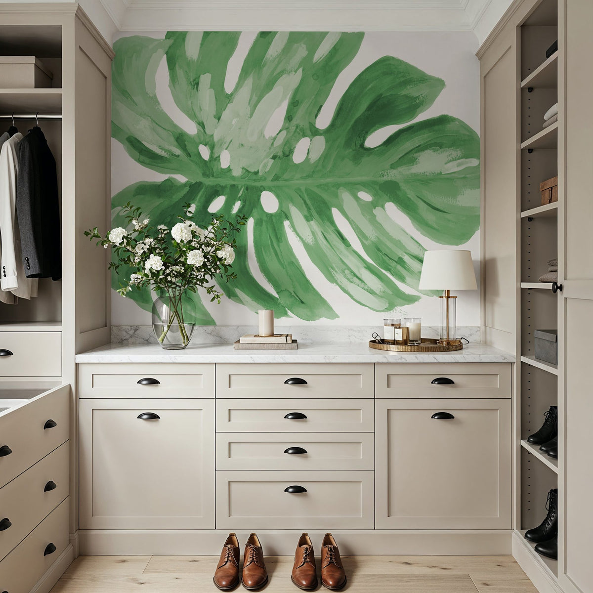 Colorful Tropical Leaf Green I Mural Wallpaper - room preview 02