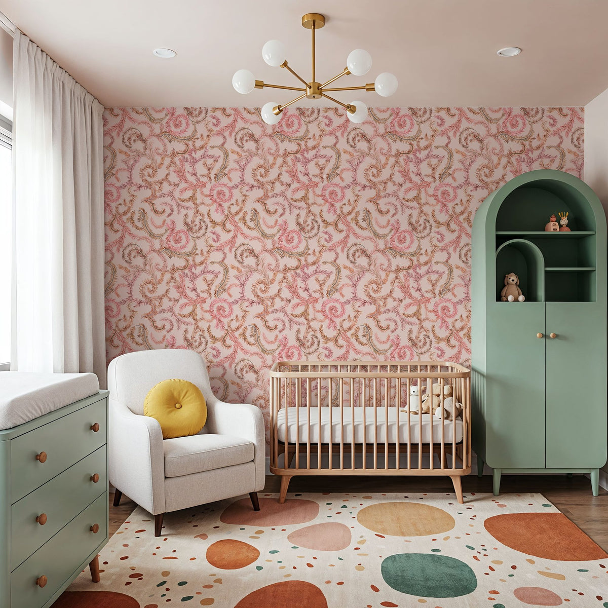 Olive Tree, Blush Pink Mural Wallpaper - room preview 02