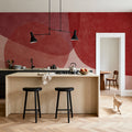 Embracing Shapes, Cherry Red Mural Wallpaper - room preview 02
