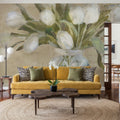 April Tulips Neutral Mural Wallpaper - room preview 02