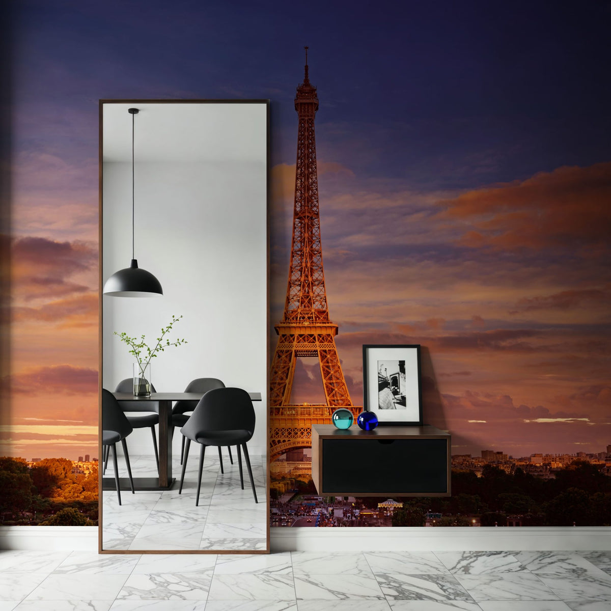 Eiffel Tower At Sunset Mural Wallpaper - room preview 02