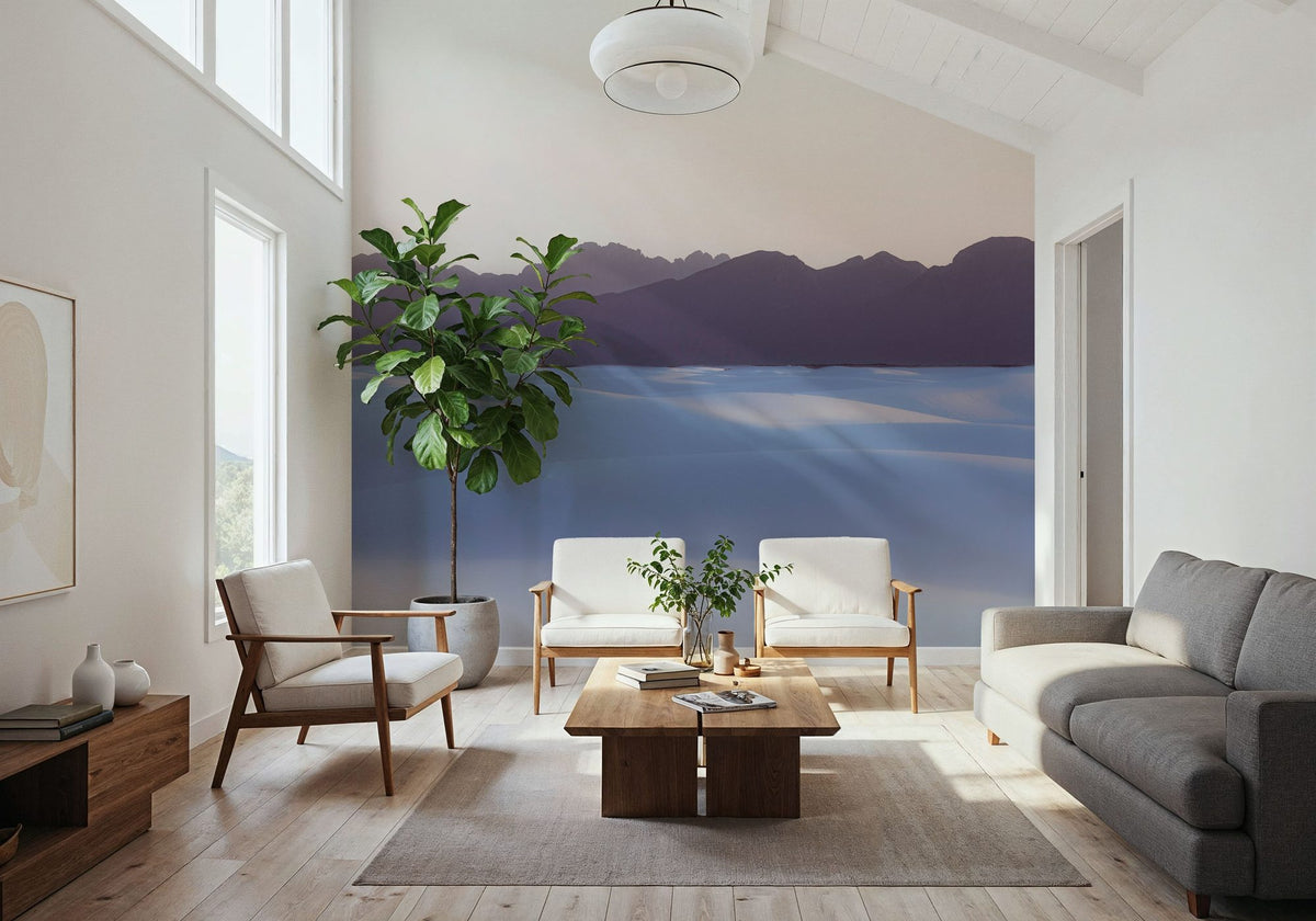 White Cloudy Sands Mural Wallpaper - room preview 02