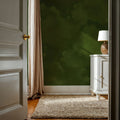 Painted Dreamy Clouds, Dill Green Mural Wallpaper - room preview 02