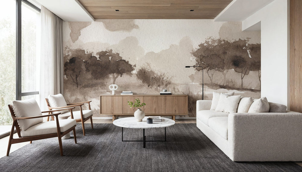 Sepia Grove Mural Wallpaper - room preview 02