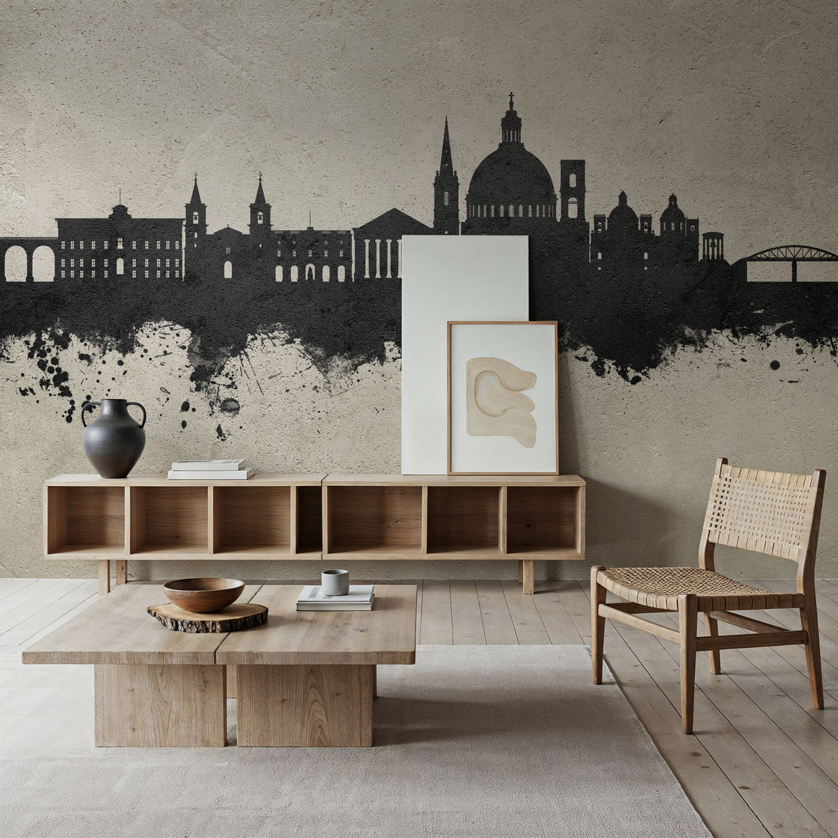 Valletta Malta Skyline Concrete Mural Wallpaper - room preview 02