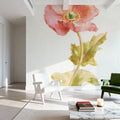 Garden Poppy on White Mural Wallpaper - room preview 02