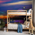Santa Monica Pier Sunset Purple Mural Wallpaper - room preview 02