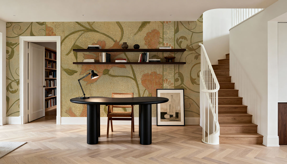 Antique Floral Vine Mural Wallpaper - room preview 02