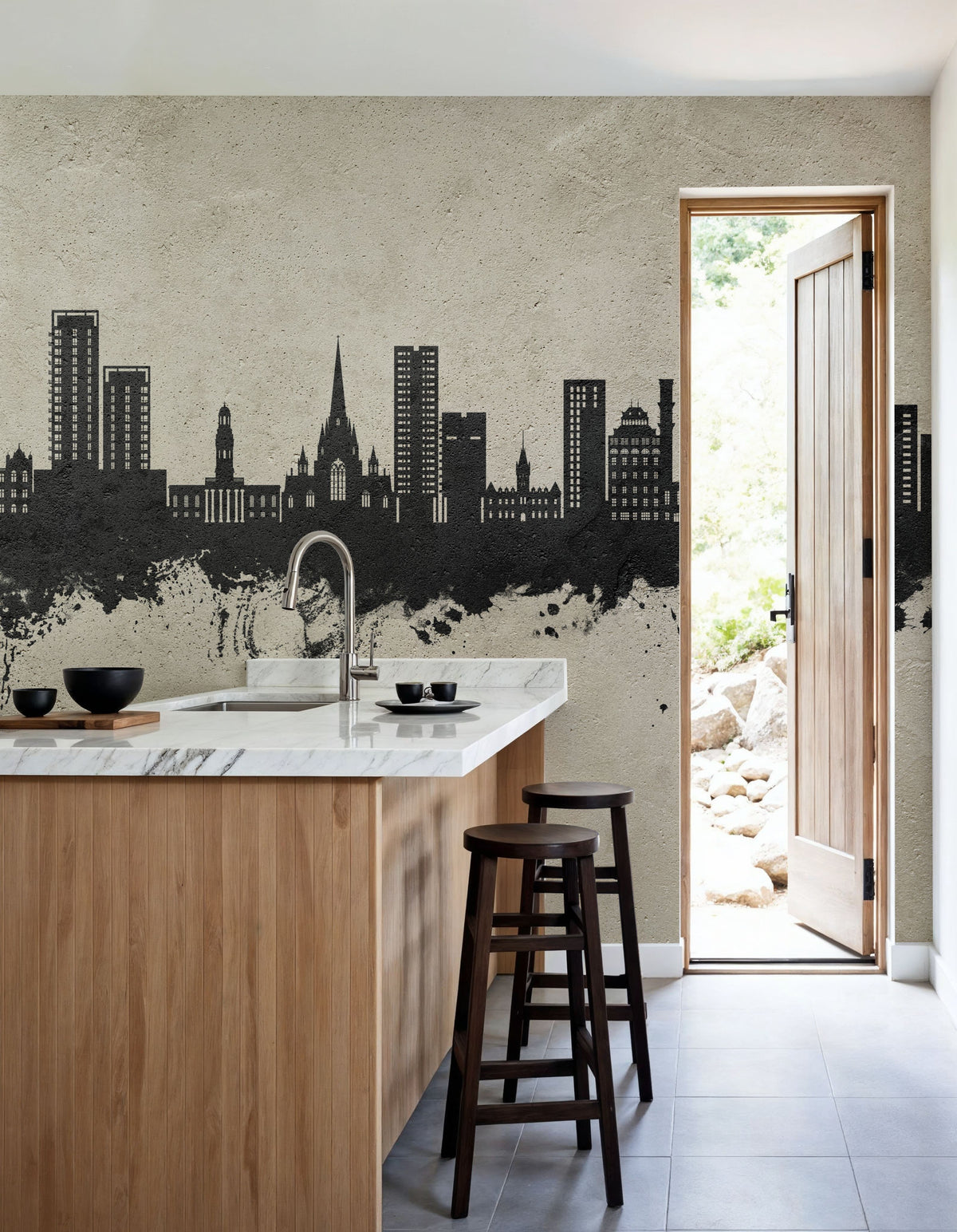 Salford England Skyline Concrete Mural Wallpaper - room preview 02