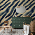 Watercolor Tiger Stripes, Blue on Beige Mural Wallpaper - room preview 02
