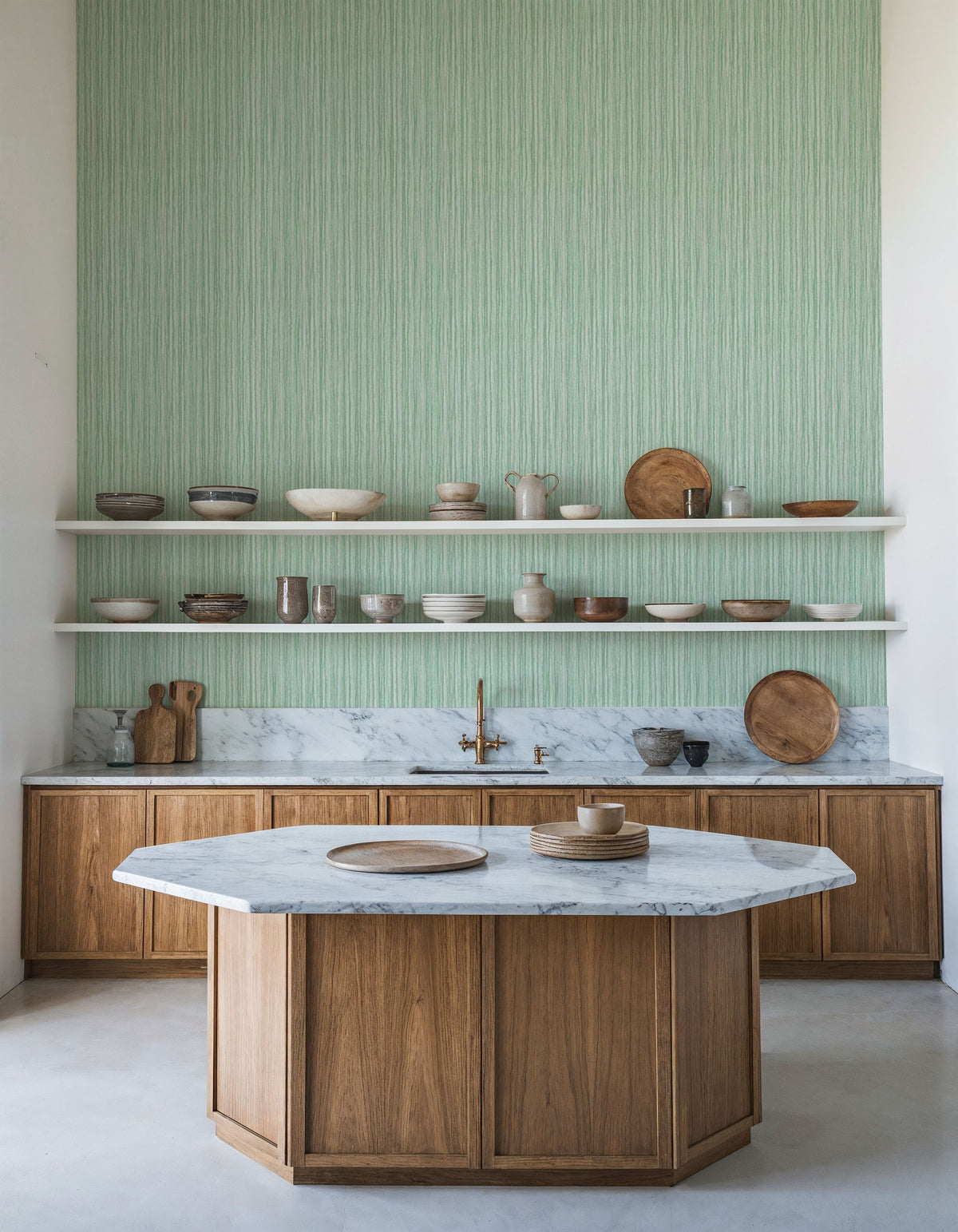Textured Lines, Mint Mural Wallpaper - room preview 02
