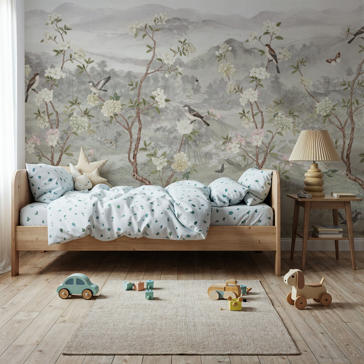 Peony Tree Landscape, Mist Mural Wallpaper - room preview 02