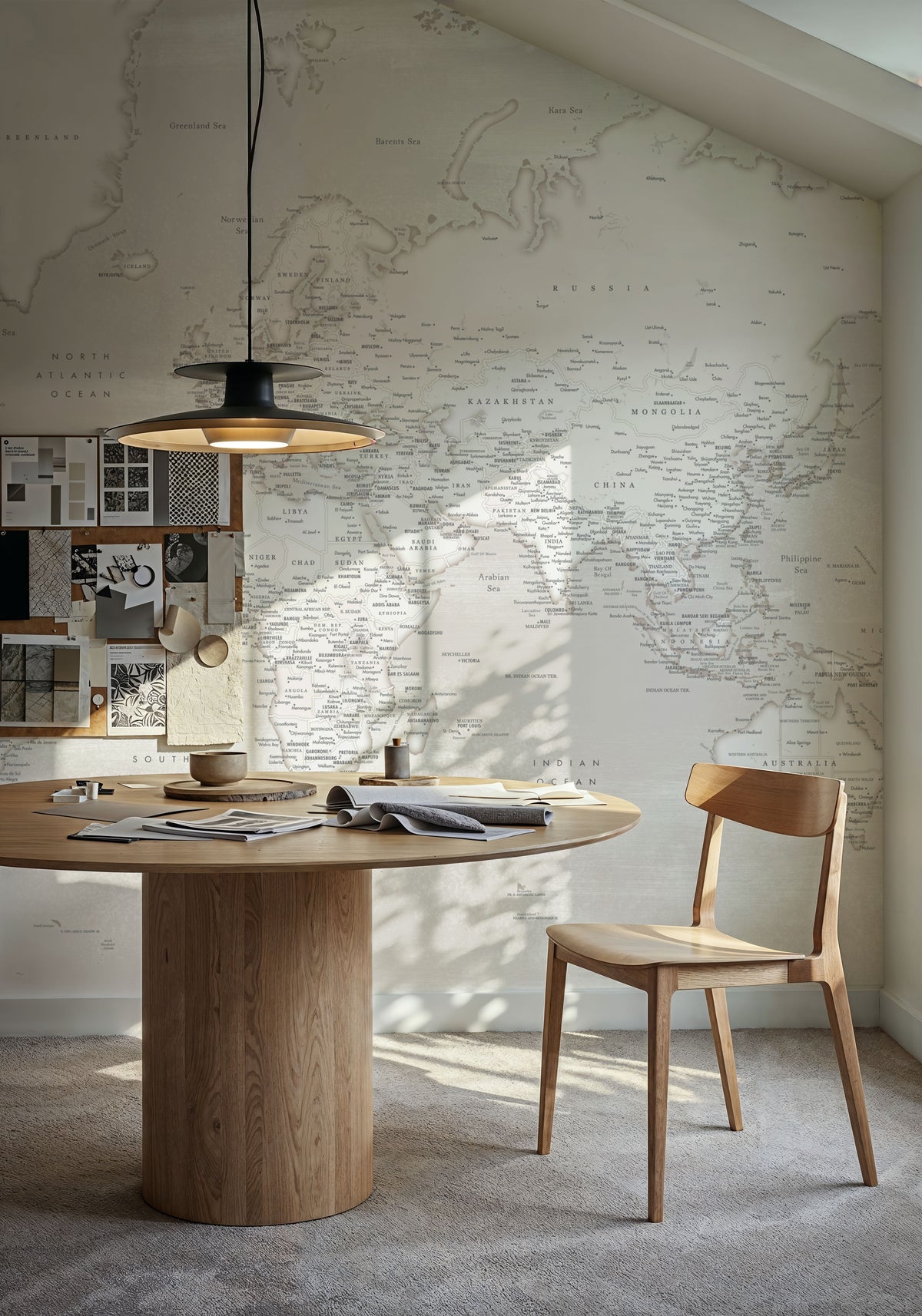 World Map Cities - Maeli Warm Mural Wallpaper - room preview 02