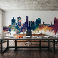 Port Elizabeth South Africa Skyline Blue & Bronze Mural Wallpaper - room preview 02