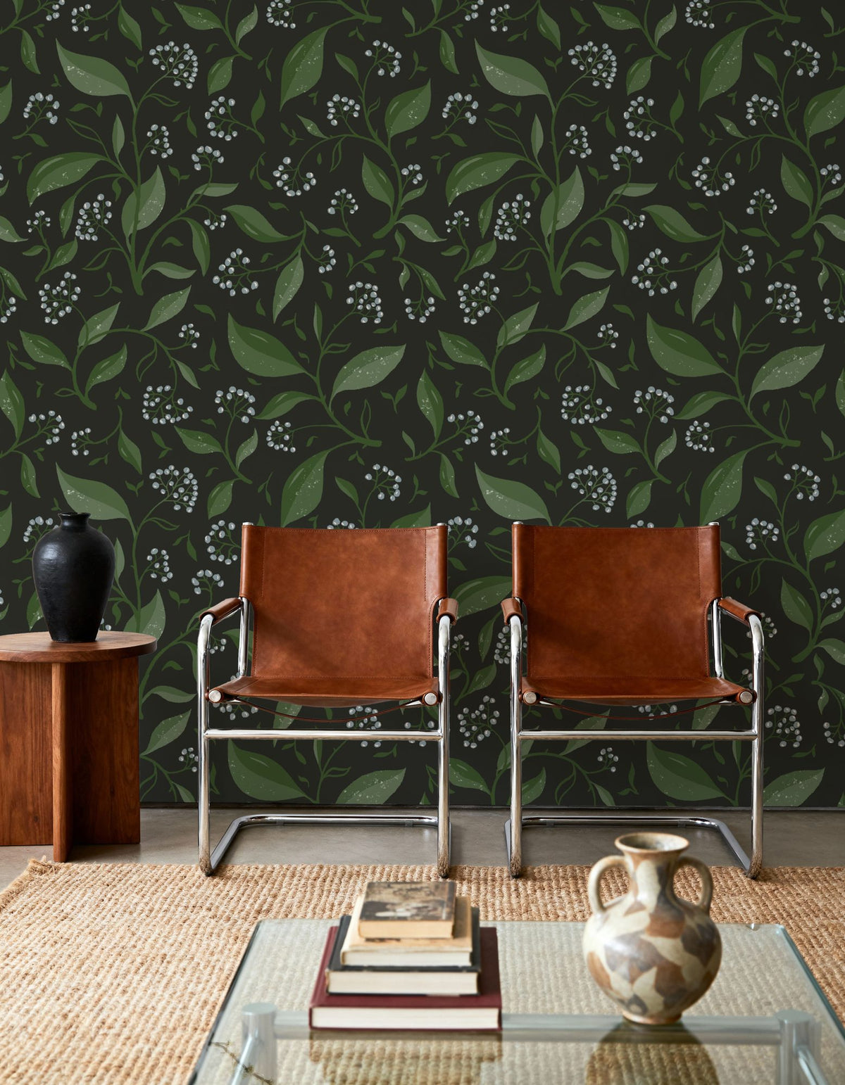Winter Berries, Dark Mural Wallpaper - room preview 02