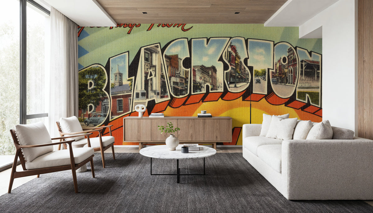 Greetings From Blackstone Mural Wallpaper - room preview 02