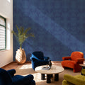 Flower Bridges Small Blue Mural Wallpaper - room preview 02