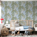 Overleaf Woodland Pattern, French Blue Mural Wallpaper - room preview 02