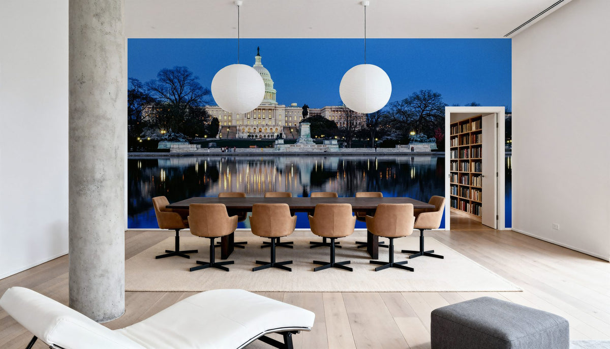 Capitol Twilight Mural Wallpaper - Blue Tone - room preview 02