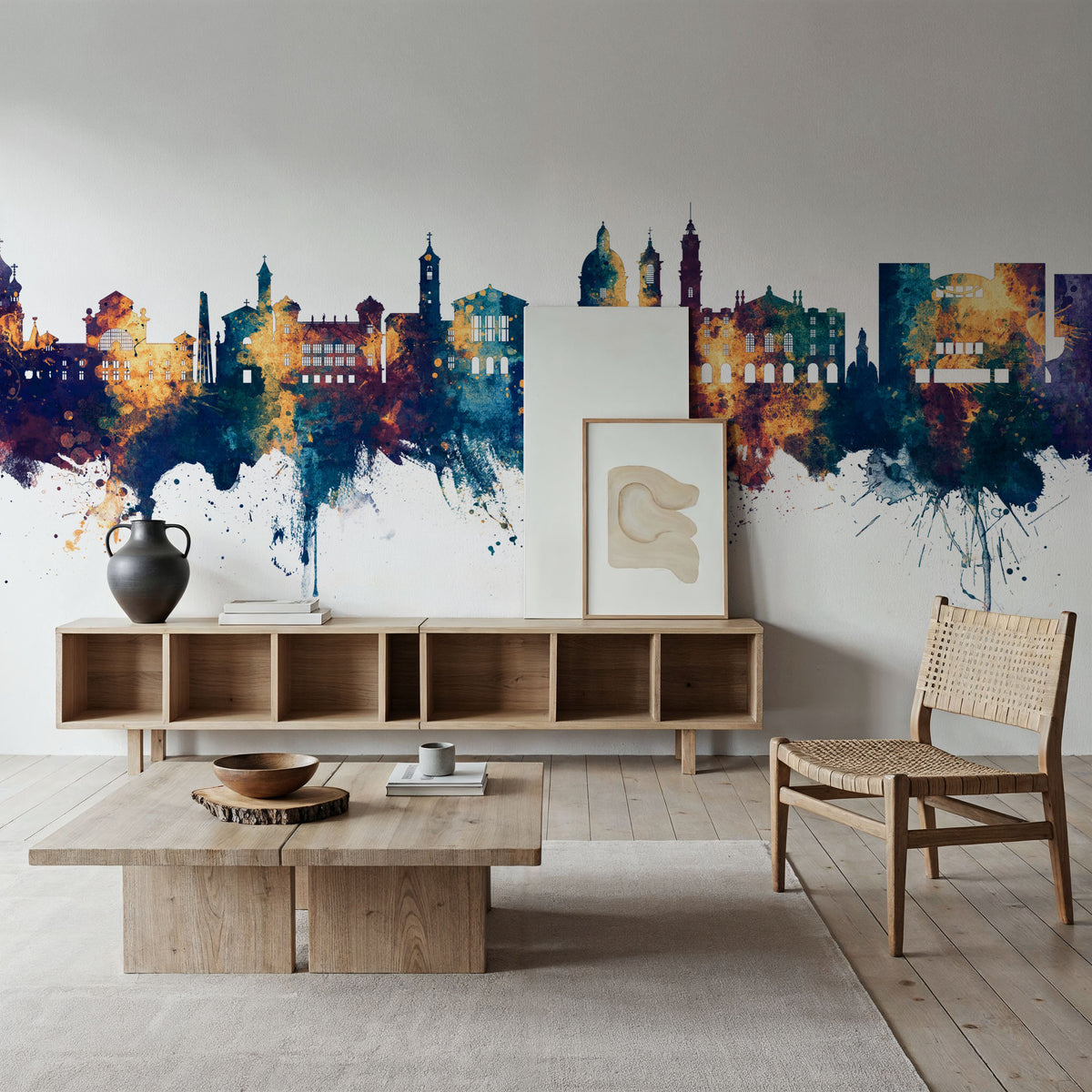 Nice France Skyline Blue & Bronze Mural Wallpaper - room preview 02