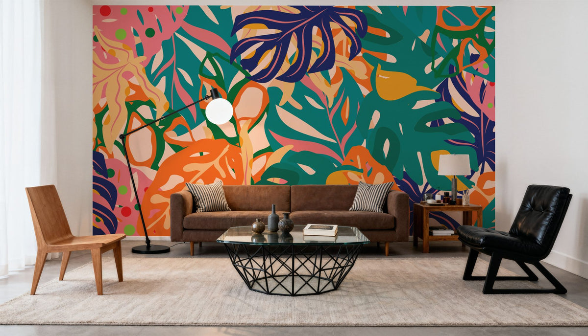 Contoured Monstera Mural Wallpaper - room preview 02