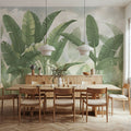 Banana Palms, Muted Green Mural Wallpaper - room preview 02
