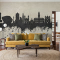 Porto Portugal Skyline Concrete Mural Wallpaper - room preview 02
