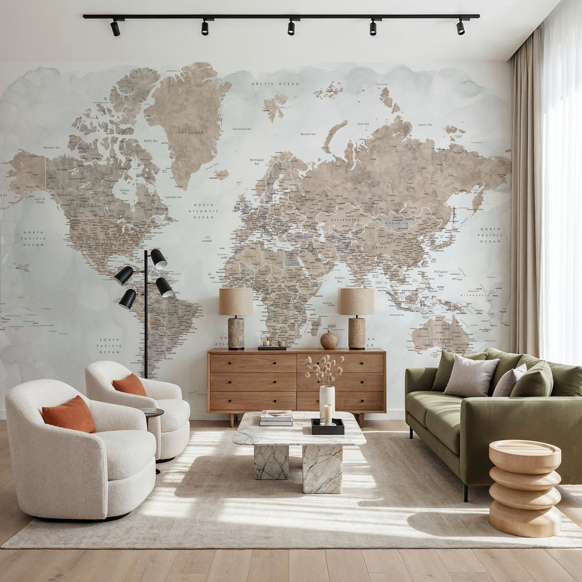World Map Cities - Calista Mural Wallpaper - room preview 02
