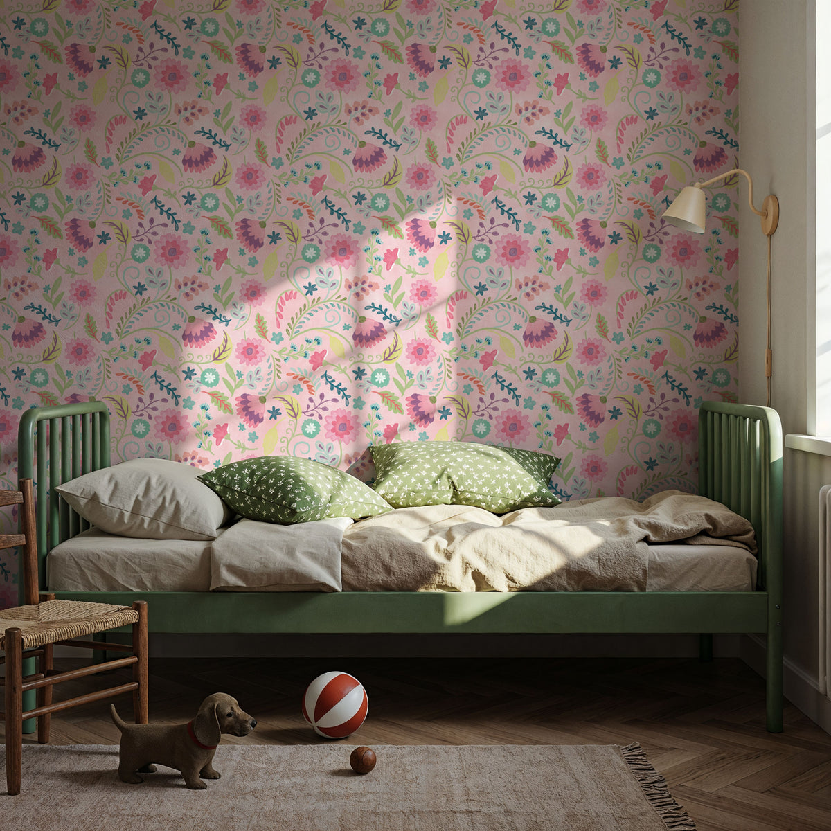 Flowers of the Cactus Pink Mural Wallpaper - room preview 02