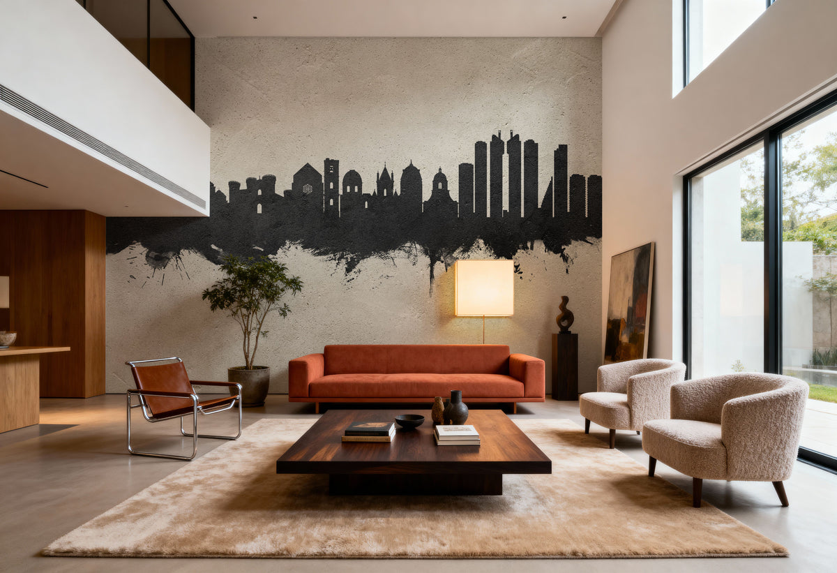 Naples Italy Skyline Concrete Mural Wallpaper - room preview 02