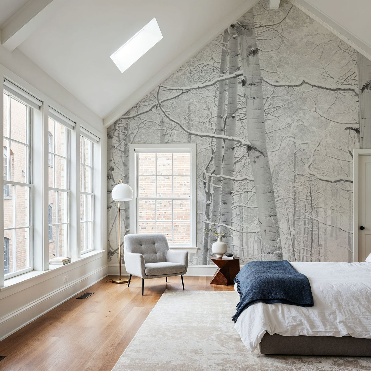 Winter Birch Serenity Mural Wallpaper - room preview 02
