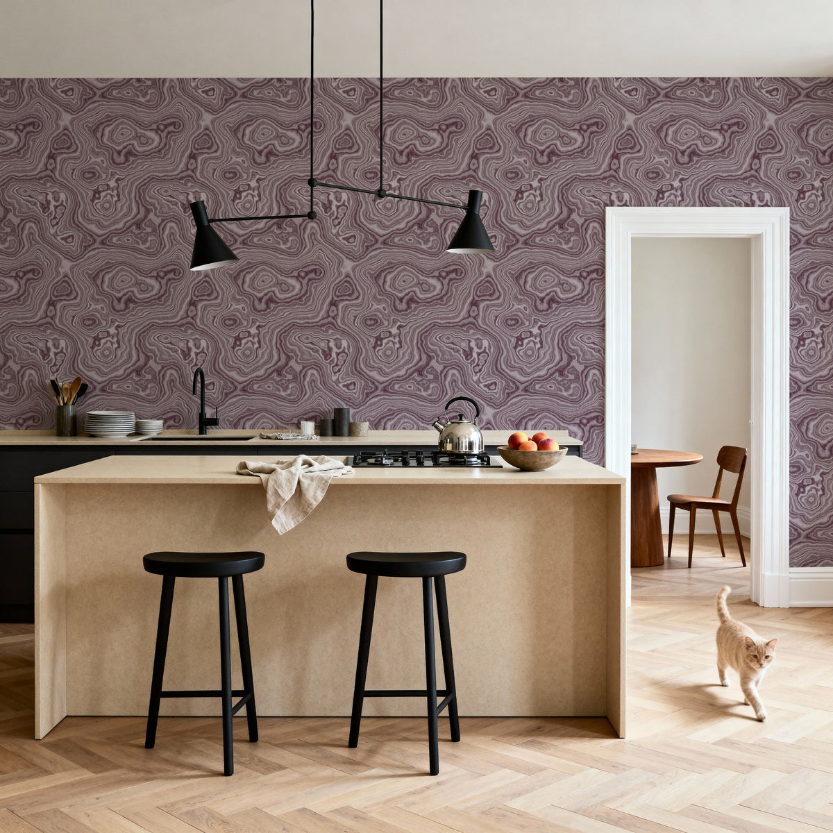 Root Wood, Plum Mural Wallpaper - room preview 02