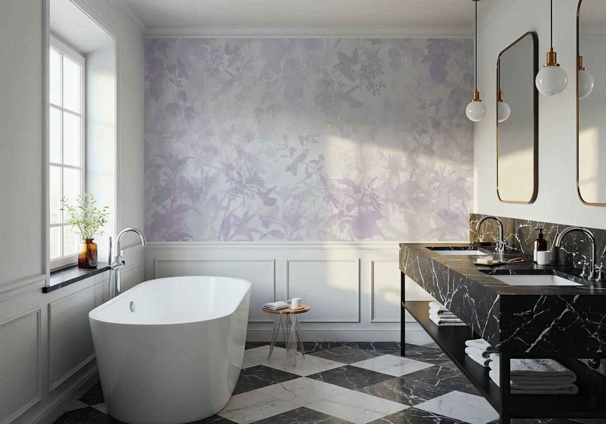 Watermark Birds Mural Wallpaper - Light Tone - room preview 02