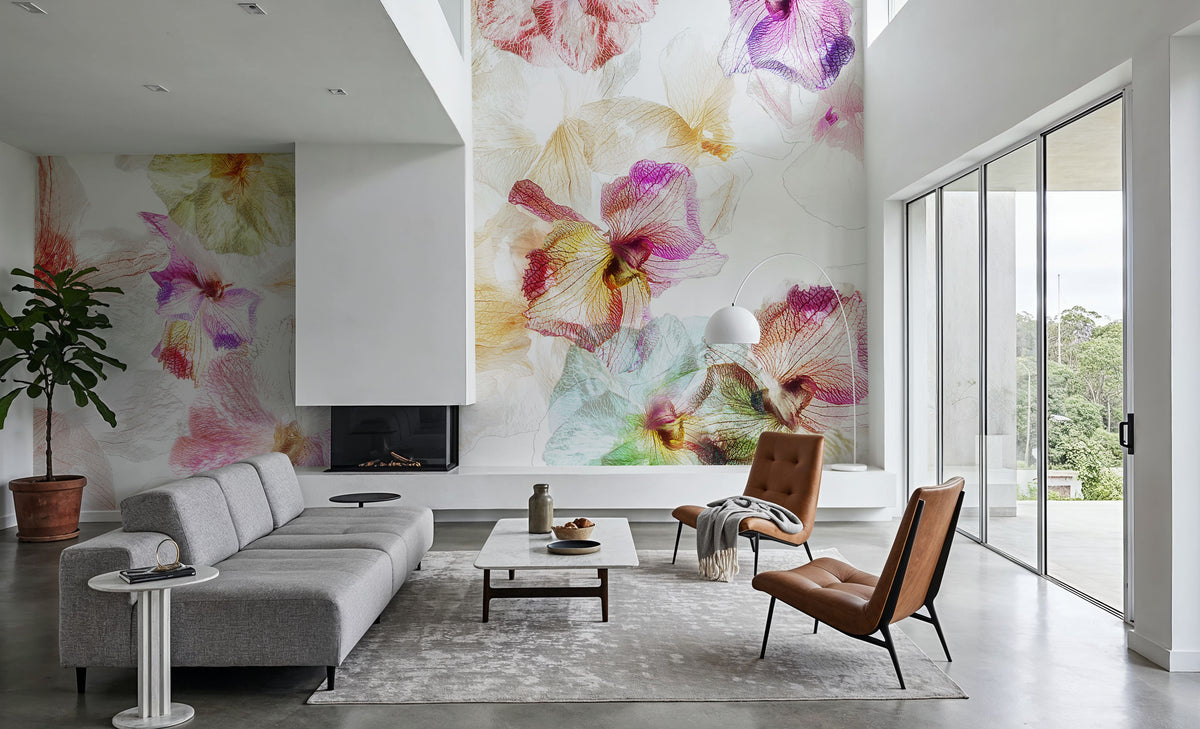 Orchids in the Wind Mural Wallpaper - room preview 02