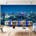 Tokyo Skyline Night Mural Wallpaper - room preview 02