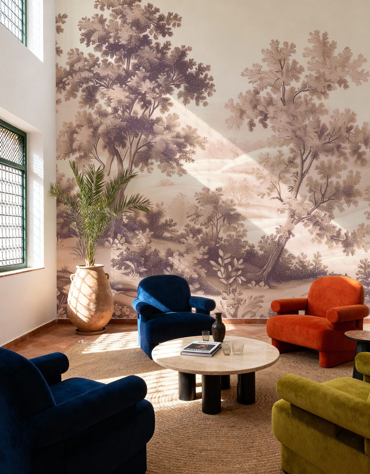 Pastoral Toile, Maple Beige Mural Wallpaper - room preview 02